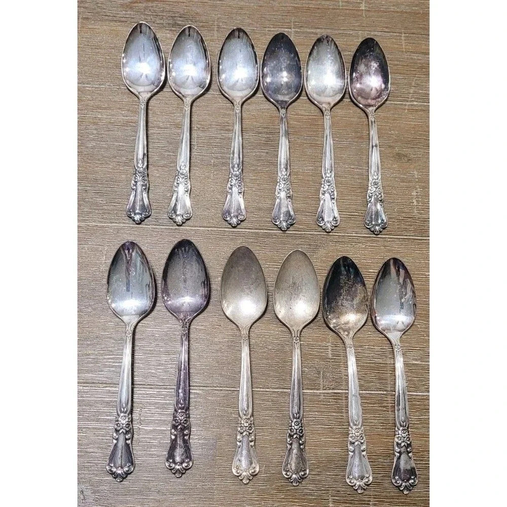 WM A Rogers Sectional Oneida LTD  Silverplate VALLEY ROSE  12 Teaspoons Spoons